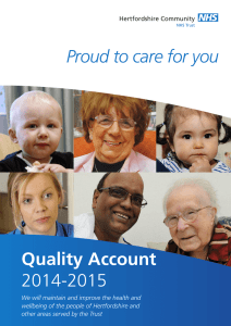 Quality Account 2014-2015 Proud to care for you n