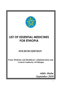 LIST OF ESSENTIAL MEDICINES FOR ETHIOPIA FOURTH EDITION