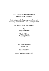 Undergraduate Introduction to Biological Research An