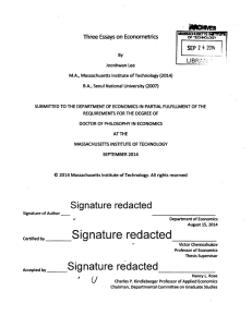 Signature  redacted 707 Three Essays on Econometrics 2,4