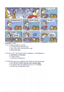 September 5, 999 Jon is testing Garfield to see ifhe a