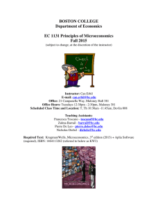 BOSTON COLLEGE Department of Economics EC 1131 Principles of Microeconomics Fall 2015