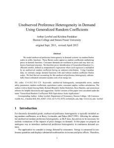 Unobserved Preference Heterogeneity in Demand Using Generalized Random Coefficients