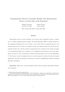 Nonparametric Errors in Variables Models with Measurement ∗ Michele De Nadai