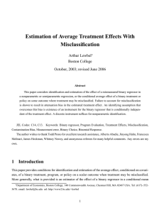 Estimation of Average Treatment Effects With Misclassification Arthur Lewbel Boston College