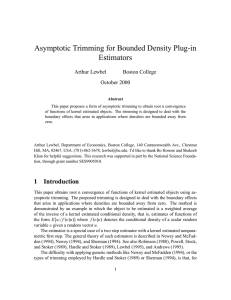 Asymptotic Trimming for Bounded Density Plug-in Estimators Arthur Lewbel Boston College