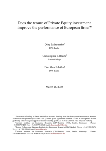 Does the tenure of Private Equity investment ∗ Oleg Badunenko