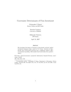 Uncertainty Determinants of Firm Investment Christopher F Baum Mustafa Caglayan Oleksandr Talavera