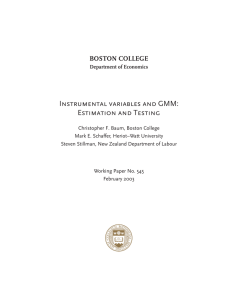Instrumental variables and GMM: Estimation and Testing BOSTON COLLEGE