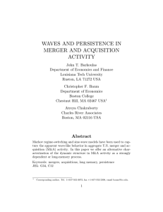 WAVES AND PERSISTENCE IN MERGER AND ACQUISITION ACTIVITY