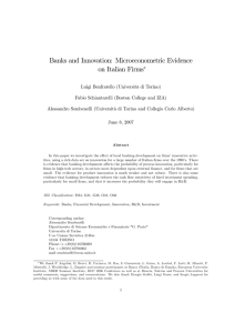 Banks and Innovation: Microeconometric Evidence on Italian Firms