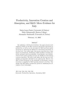 Productivity, Innovation Creation and Absorption, and R&amp;D: Micro Evidence for Italy