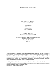 NBER WORKING PAPER SERIES FISCAL POLICY, PROFITS, AND INVESTMENT Alberto Alesina