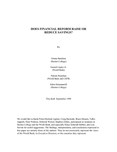 DOES FINANCIAL REFORM RAISE OR REDUCE SAVINGS?