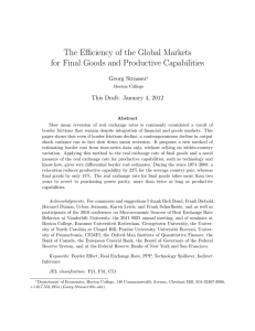 The Efficiency of the Global Markets Georg Strasser