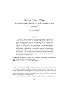 Eﬃcient Mixed Clubs: Nonlinear-Pricing Equilibria with Entrepreneurial Managers ∗