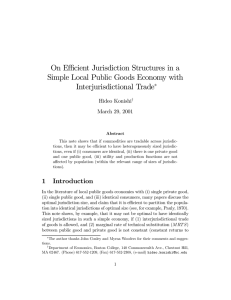 On Eﬃcient Jurisdiction Structures in a Interjurisdictional Trade