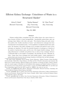 Eﬃcient Kidney Exchange: Coincidence of Wants in a Structured Market