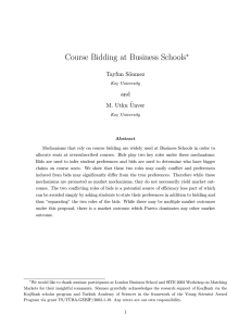 Course Bidding at Business Schools ∗ Tayfun S¨ onmez