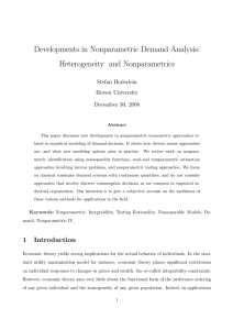 Developments in Nonparametric Demand Analysis: Heterogeneity and Nonparametrics Stefan Hoderlein Brown University