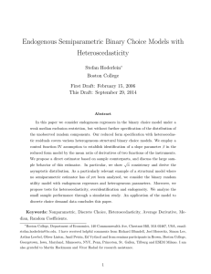 Endogenous Semiparametric Binary Choice Models with Heteroscedasticity Stefan Hoderlein Boston College