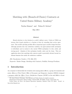 Matching with (Branch-of-Choice) Contracts at United States Military Academy ∗ Tayfun S¨