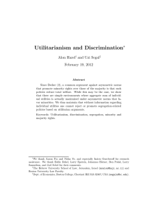 Utilitarianism and Discrimination ∗ Alon Harel and Uzi Segal