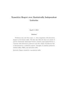 Transitive Regret over Statistically Independent Lotteries April 2, 2012