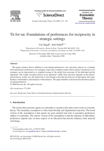 Tit for tat: Foundations of preferences for reciprocity in strategic settings