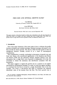 FIRM  SIZE  AND  OPTIMAL GROWTH RATES* Uzi  SEGAL