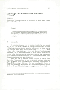 ANTICIPATED  UTILITY: A  MEASURE  REPRESENTATION APPROACH* Uzi SEGAL