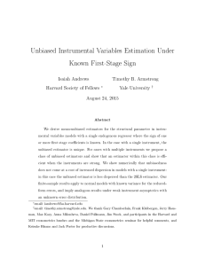 Unbiased Instrumental Variables Estimation Under Known First-Stage Sign Isaiah Andrews Timothy B. Armstrong