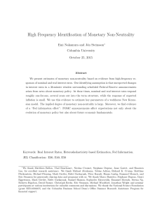 High Frequency Identification of Monetary Non-Neutrality Emi Nakamura and J´ on Steinsson