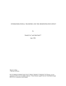 INTERGENERATIONAL TRANSFERS AND THE DEMONSTRATION EFFECT by Donald Cox* and Oded Stark**