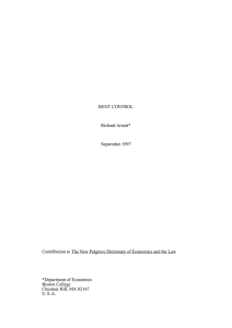 RENT CONTROL Richard Arnott* September 1997 Contribution to