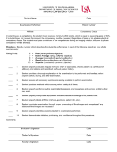 UNIVERSITY OF SOUTH ALABAMA DEPARTMENT OF RADIOLOGIC SCIENCES IMAGING COMPENTENCY FORM