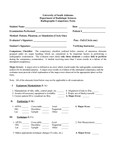 University of South Alabama Department of Radiologic Sciences Radiographic Competency Form