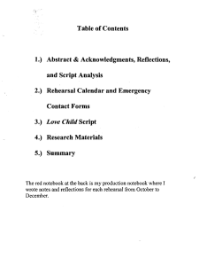 Table of Contents 1.)  Abstract &amp; Acknowledgments, Reflections, and Script Analysis