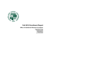 Fall 2012 Enrollment Report Office of Institutional Research &amp; Analysis
