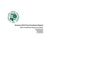 Summer 2012 Final Enrollment Report Office of Institutional Research &amp; Analysis