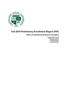 Fall 2010 Preliminary Enrollment Report (P/P)