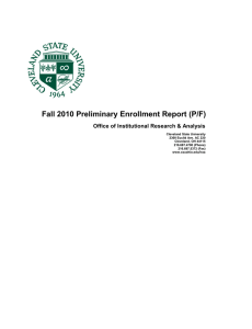 Fall 2010 Preliminary Enrollment Report (P/F)