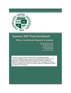 Summer 2007 Final Enrollment Report Office of Institutional Research &amp; Analysis