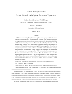 Moral Hazard and Capital Structure Dynamics