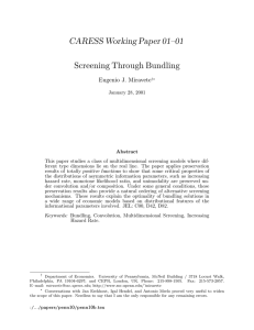 CARESS Working Paper 01–01 Screening Through Bundling Eugenio J. Miravete