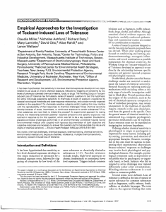 Empirical Approaches for the Investigation of Toxicant-induced  Loss of Tolerance