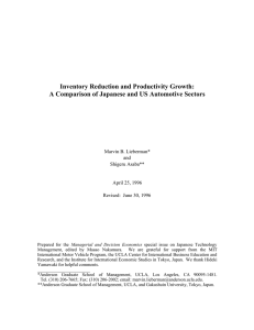 Inventory Reduction and Productivity Growth: Marvin B. Lieberman* and