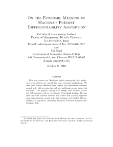 On the Economic Meaning of Machina's Frechet Differentiability Assumption