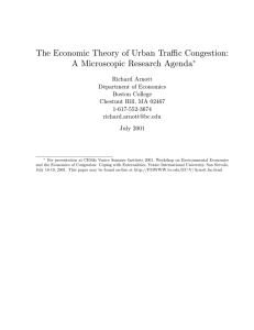The Economic Theory of Urban Traﬃc Congestion: A Microscopic Research Agenda