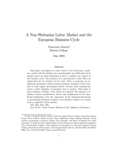 A Non-Walrasian Labor Market and the European Business Cycle Francesco Zanetti Boston College